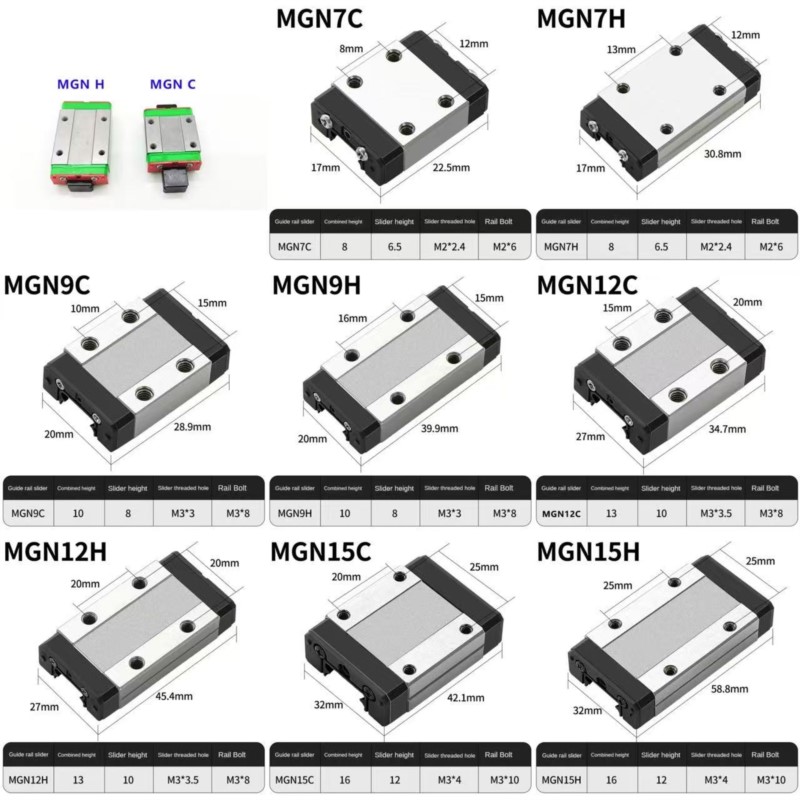 1PCS MGN7C MGN7H MGN9C MGN9H M - Linear Rail Mgn12H Set 评论和价格
