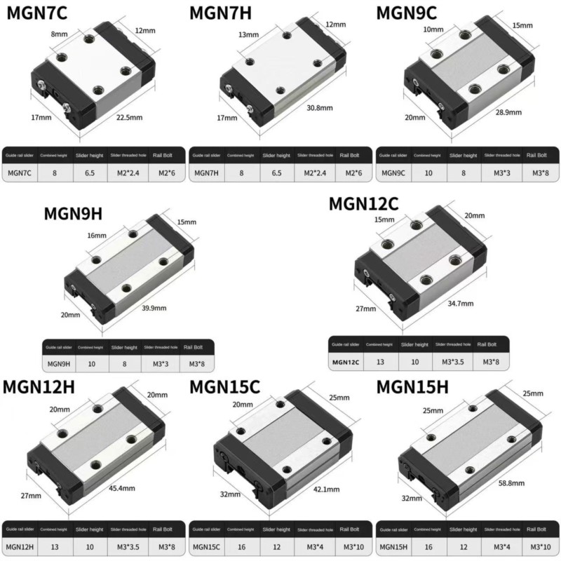 1PCS MGN7C MGN7H MGN9C MGN9H M - Linear Rail Mgn12H Set 评论和价格